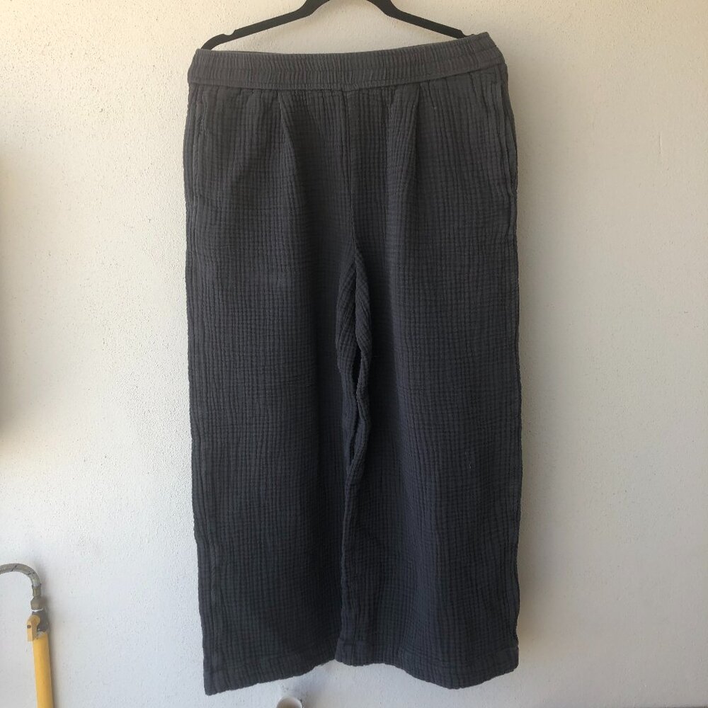 Women's Madewell Charcoal Huston Pull On Crop Muslin Cotton Pants Size Medium